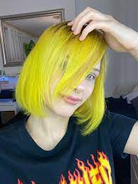 The cosmic yellow shade is a bright, vivid neon yellow with a green undertone. I Dyed My Hair Yellow Hair