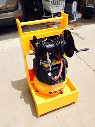 Air Compressor Cart Finally Finished I Painted It Close To The Color Of The Bostitch Air Compressor Craft Storage Cart Air Compressor Garage Organization Diy