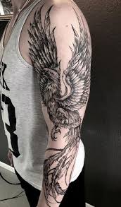 Black, white, red, green and yellow. Phoenix Tattoos Designs Ideas Meaning