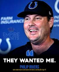 PHILIP RIVERS IS BACK.. The former Pro Bowl QB held a press conference  after officially signing with the Indianapolis Colts' practice squad,  ending a nearly five-year retirement. Rivers confirmed he'll wear his