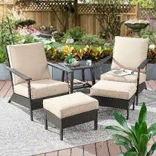 Patio Furniture Outdoor Conversation Set Chairs Ottoman Table Cushions 5 Piece 313041091075 Modern Outdoor Patio Patio Furniture Covers Metal Patio Furniture