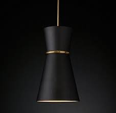 Matte Black And Brass Pendant Light Rh Modern S Blair Pendant Antique Brass And Black Metal Shade Simple Lighting Ceiling Lights Hanging Pendant Lights