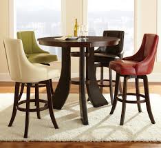 Round glass dining table table and. Espresso Color 5 Piece Round Pub Table And Leather Chair Set With Back Azelitehomes