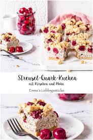 Ein Kasekuchen Rezept Streusel Quark Kuchen Mit Mohn Und Kirschen Emma S Lieblingsstucke Rezept Kuchen Mit Kirschen Kuchen Rezepte Einfach Kirschen Rezepte
