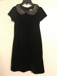 Details About Epic Threads Girls 6x Dress Long Black Velvety Peter Pan Collar Gray Sequins Euc