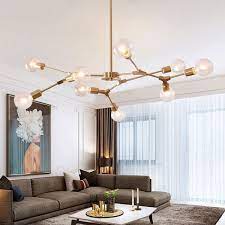 Postmodern Adjustable Branch Pendant Lamp Metallic 6 9 Lights Living Room Chandelier In Black Chandelier In Living Room Living Room Lighting Modern Chandelier