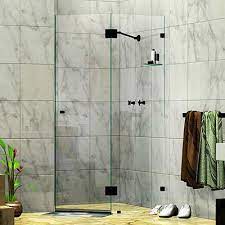 Frameless shower screens thus create a fresh and elegant impression. Matte Black Two Panel Splay Frameless Shower Screen Right Hinge Door Young Shower Screens