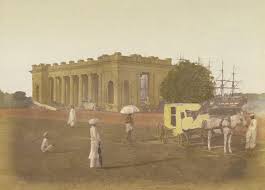 Rare - Princep's Ghaut, Calcutta - 1851 A hand-coloured print of Princep's Ghat, Calcutta, from the Fiebig Collection: Views of Calcutta and Surrounding Districts, taken by Frederick Fiebig in 1851. James Princep (