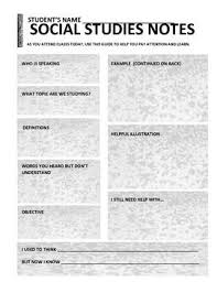 Social Studies Graphic Organizer For In Class Notes Formative Assessment Social Studies Middle School Formative Assessment Social Studies