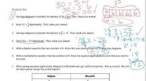 Solve 3z = 9 using tape diagrams and algebraically. Grade 6 Module 4 Lesson 27 Problem Set Youtube