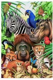 Trademark Global Howard Robinson Happy Jungle Portrait Canvas Art 22 X 32 Animal Drawings Animal Art Animal Magic