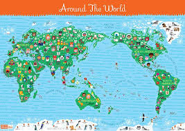 Vibrant natural earth colouring brings mountain ranges, deserts and valleys to life with a. Huge World Map Pacific Centred Bright And Colourful An Awesome Gift For Kids By The Awesome Beck Whe Maps For Kids World Map With Countries Kids World Map