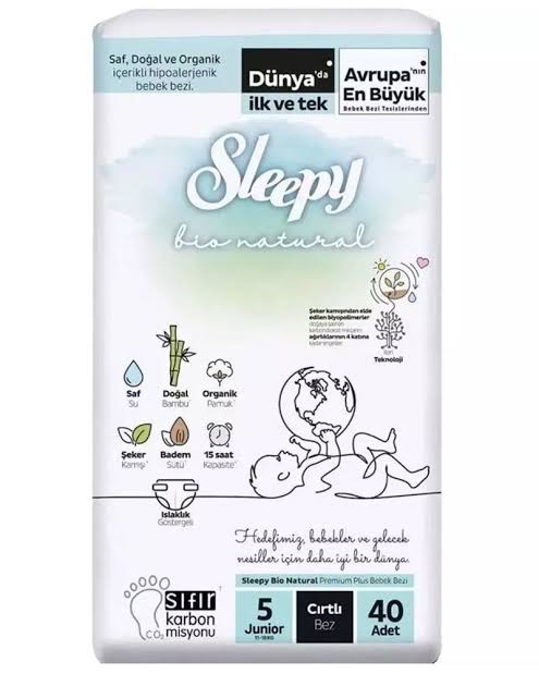 SLEEPY Bio Natural Гаќички за бебиња бр. 5 (11-18 кг), 40 гаќички