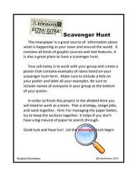 Graphic Sources And Text Features Newspaper Scavenger Hunt Text Features Scavenger Hunt Cooperative Groups
