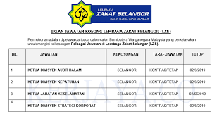 Download lagu jawatan kosong di lembaga zakat selangor mais 08 julai (1.41mb) dan streaming kumpulan lagu jawatan kosong di lembaga zakat hasil diatas adalah hasil pencarian dari anda jawatan kosong di lembaga zakat selangor mais 08 julai mp3 dan menurut kami yang paling. Jawatan Kosong Terkini Lembaga Zakat Selangor Lzs Pelbagai Jawatan Kerja Kosong Kerajaan Swasta