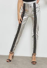 Metallic Pu Eyelet Leggings