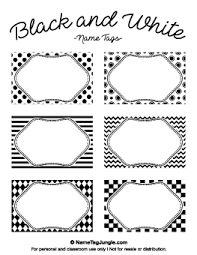 Black and white pattern name. Free Printable Pattern Name Tags