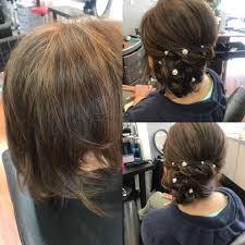 Set with hairspray to keep flyaways at bay. Short Hair Low Bun Side Bun Wedding Season Elegant Look At Emma S Hair Salon Westbury Emma S Hair Salon Make Up