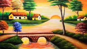 Set of decorative vintage frames and borders set gold photo frame with corner thailand line for picture vector design decoration pattern style border design is pattern thai art style. Indian Village Scenery Drawing And Painting With Acrylic Color Acrylic Nature Drawing In Bengali Youtube