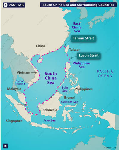 Sea and Its Neighbouring Countries Series Through Maps: South China Sea 🗾  Source: PMF IAS World Geography Through Maps Order Hardcopy: link in Bio 📌  Save for UPSC Prelims - 2026 🔖 #
