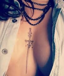 Sternum Sword Tattoo Girly Tattoo Sword Tattoo Delicate Classy Tattoo Chest Tattoos For Women Classy Tattoos Sword Tattoo