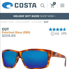 New Costa Del Mar Men S Cut Glass Lense Sunglasses