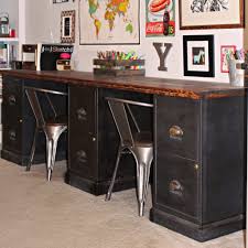The distance between the upper cabinets and the desktop is always more. File Cabinet Desk Diy Home Office Diy Desk Repurpose Furniture