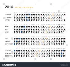 2016 Moon Phases Calendar Vector Illustration Stock Vector
