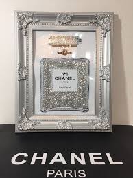 Framed Pop Art Chanel No 5 Perfume Bottle Bling Glitter Print Wall Desk Art Popart Chanel Wall Art Chanel Decor Chanel Room