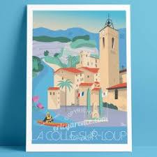 Affiche La Colle Sur Loup Cote D Azur Poster Eric Garence En 2020 Loup Art Et Illustration Affiche