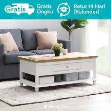 Meja tamu minimalis modern toko meja kayu meja tamu minimalis modern merupakan salah satu dari produk meja kayu yang terbaru dengan model scandy yang lagi trendy desain minimalis modern. Dekoruma Kanou Meja Tamu Minimalis Dengan Rak Dan Laci Putih Dari Kayu Olahan Coffee Table Shopee Indonesia
