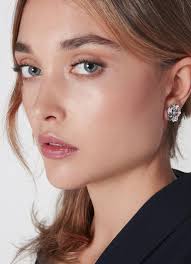 Martha Swarovski Grey Crystal Floral Earrings| Accessories