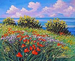 Ginestre Al Mare Arte Del Colore Pittura Ad Acquerello Disegni Di Paesaggi