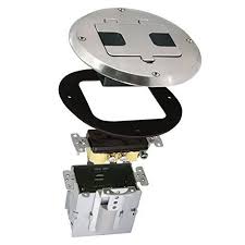 Carlon 6239ss Brass Plated Concealed Receptacle Floor Box Kit 3 Piece Floor Boxes Flooring Floor Outlets