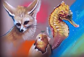 Of parrots, tiger dw #66. Animal Doodle Soft Pastel Drawing By Pencil