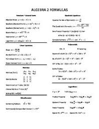 Algebra 2 Final Exam Formula Sheet Algebra Formulas