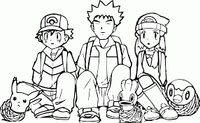 Ash is in kalos region and iris and cilan are still around; Ash Ketchum Coloring Page Coloring Home