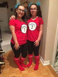 The steps are simple, start with a base thing one set, add some crazy accessories and you will be twin devils! Thing 1 And Thing 2 Diy Halloween Costume Cool Halloween Costumes Toddler Halloween Costumes Halloween Costumes Friends