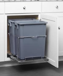 Adapt Gray Soft Close Single Or Double Roll Out Trash Cans At Menards Door hanging garbage can, over the cabinet folding trash bin for kitchen, creative collapsible trash cans, wall mounted waste basket brown.