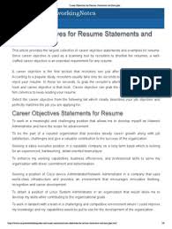 What is a career objective? Career Objectives For Resume Statements And Examples Goal Leadership