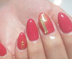 秋ネイル レッド 赤 ジェル ネイル ゴールド Nail Salon Rosemind