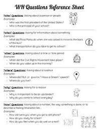 Wh Questions Reference Sheet This Or That Questions Wh Questions Reference