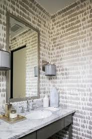 Silver And White Wallpaper In Modern Bathroom Modern Bathroom Wall Decor Bathroom Wallpaper Trends Modern Bathroom Design