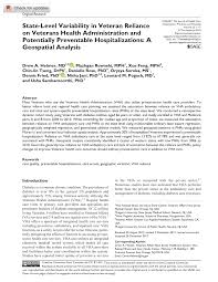 Pdf State Level Variability In Veteran Reliance On Veterans