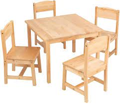 Sturdy wood construction offers lasting enjoyment; Kidkraft Wooden Farmhouse Table 4 Chairs Set Children S Furniture For Arts And Activity Natural Gift For Ages 3 8 Toys Games Amazon Com