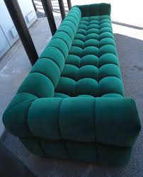 Custom Tufted Green Velvet Sofa With Brass Base By Adesso Imports In 2021 Green Velvet Sofa Velvet Sofa Tufted Sofa