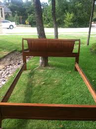 70s Retro Modern Danish Style Queen Full Solid Wood Bed Danish Style Solid Wood Bed Outdoor Decor