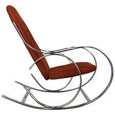 Vintage Mid Century Milo Baughman Chrome And Fabric Rocking Chair For Sale Fabric Rocking Chairs Antique Rocking Chairs Modern Leather Chair