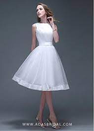 Lilybridalshop Chic Satin Organza Bateau Neckline Knee Length A Line Wedding Dresses Knee Length Wedding Dress Wedding Dress Organza Wedding Dresses Satin