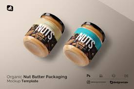 Download Organic Nut Butter Packaging Mockup Design Cuts